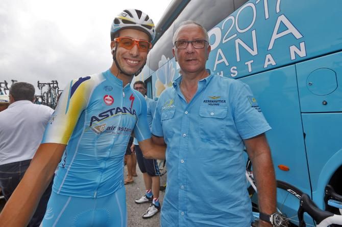 Fabio Aru with team manager Giuseppe Martinelli