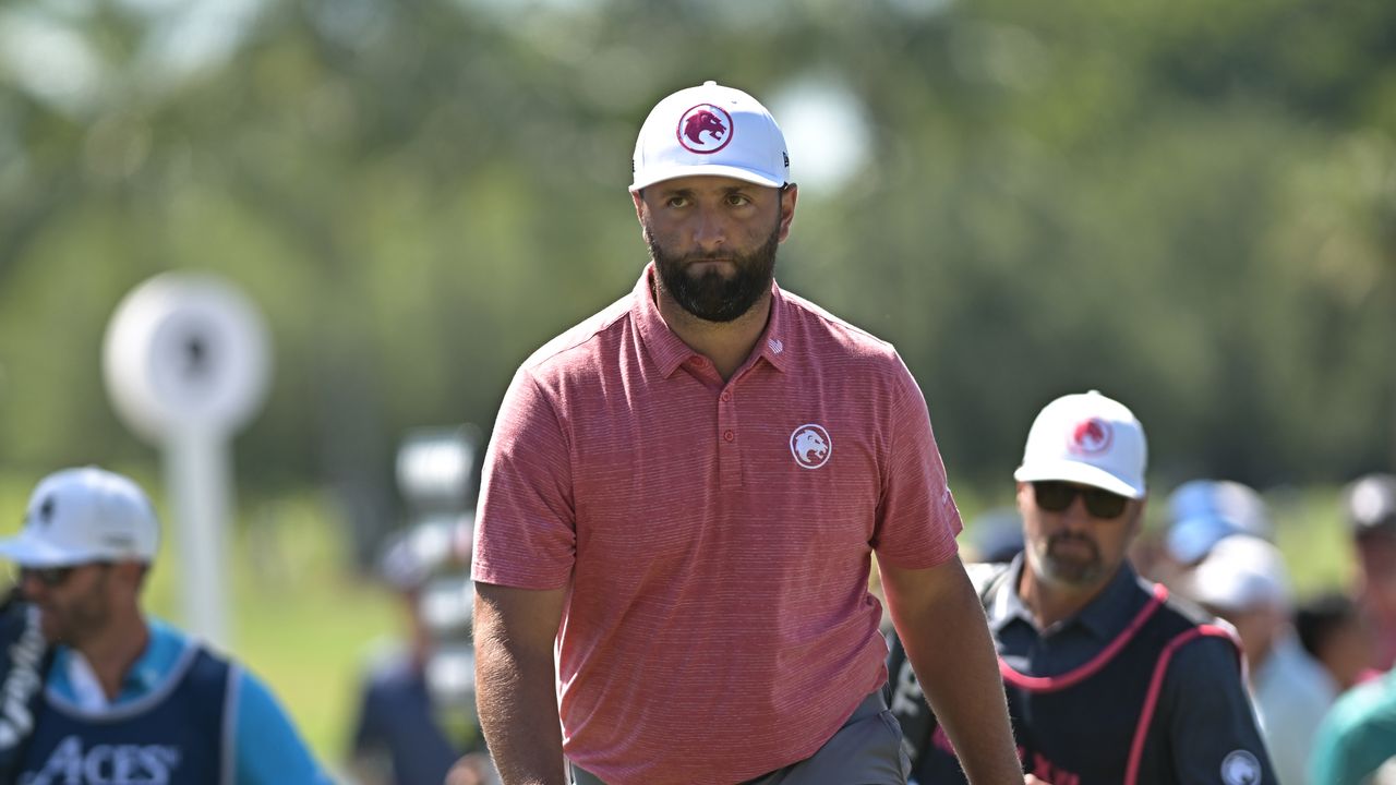 Jon Rahm walking along at LIV Golf Miami 2024