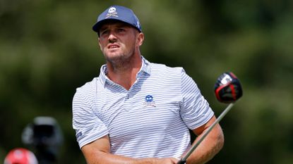 Bryson DeChambeau of the United States hits a drive at the 11th hole on day one of the LIV Golf Greenbrier