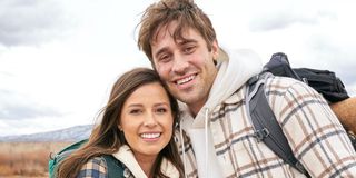 The Bachelorette Katie Thurston and Greg Grippo pose for a photo on their camping date.