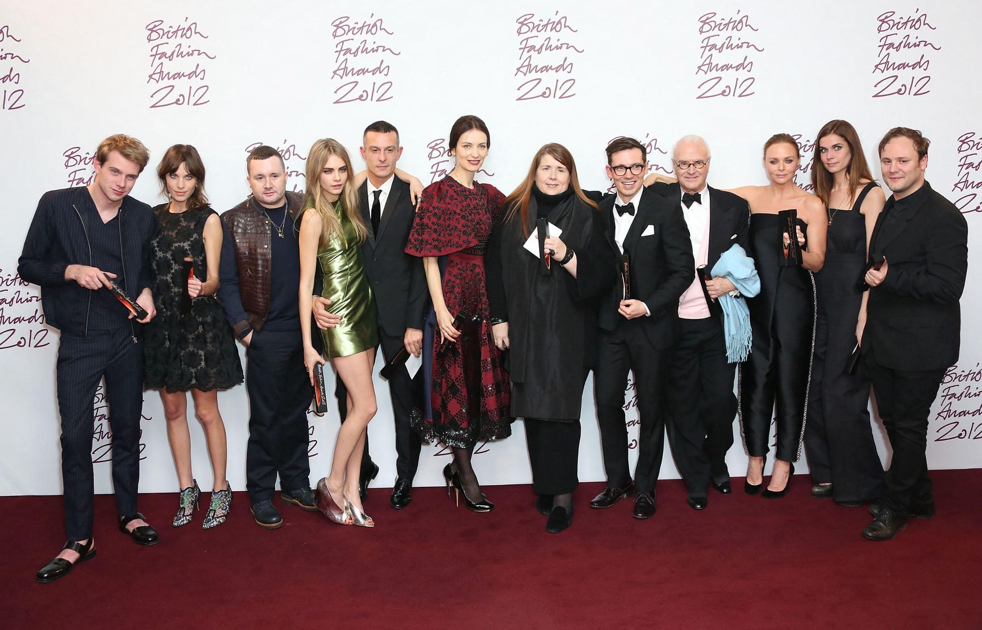 Image of the noughties british fashion comeback 2026. Image shoes all the big hitters on 2012 at the British Fashion Awards that year
