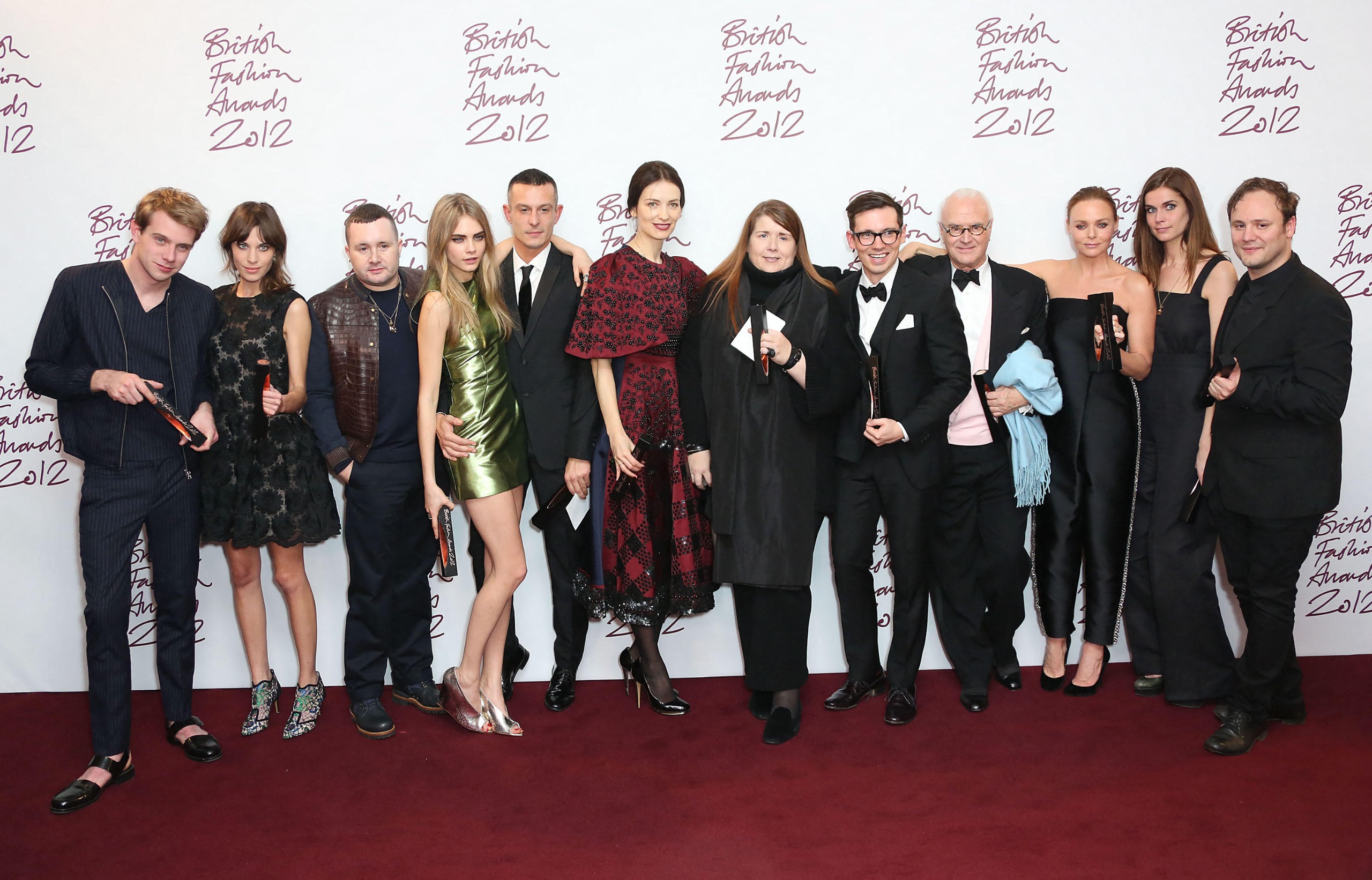 Image of the noughties british fashion comeback 2026. Image shoes all the big hitters on 2012 at the British Fashion Awards that year