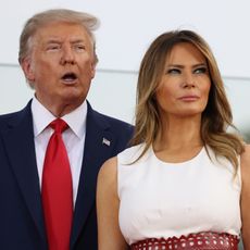 washington, dc july 04 president donald trump and first lady melania trump participate in an event on the south lawn of the white house on july 04, 2020 in washington, dc president trump is hosting a salute to america celebration that includes flyovers by military aircraft and a large fireworks display photo by tasos katopodisgetty images