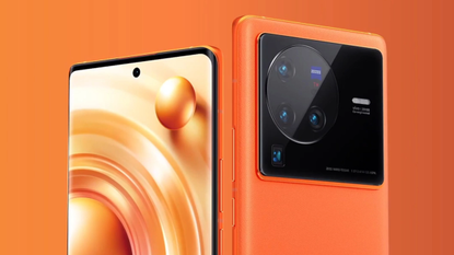 Vivo X90 Pro Android phone in orange colorway