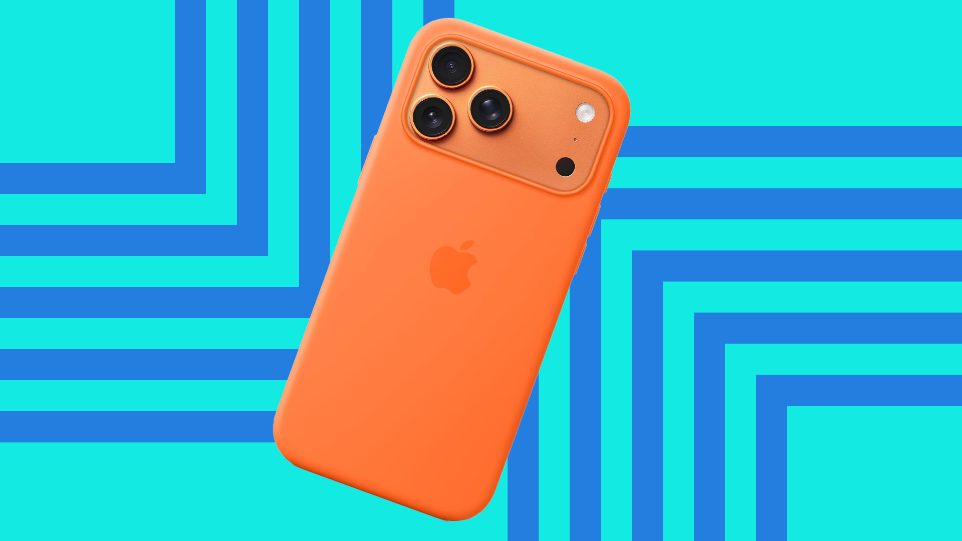 An orange iPhone case on an iPhone 17 Pro Max