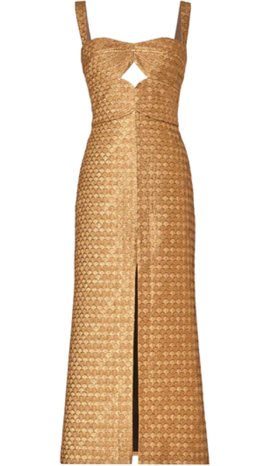 We love Meghan Markle's skin-tight textured gold dress | Woman & Home