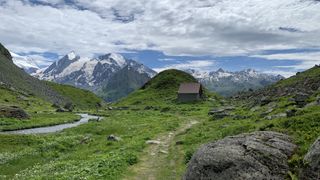 A mountain hut in the Alps