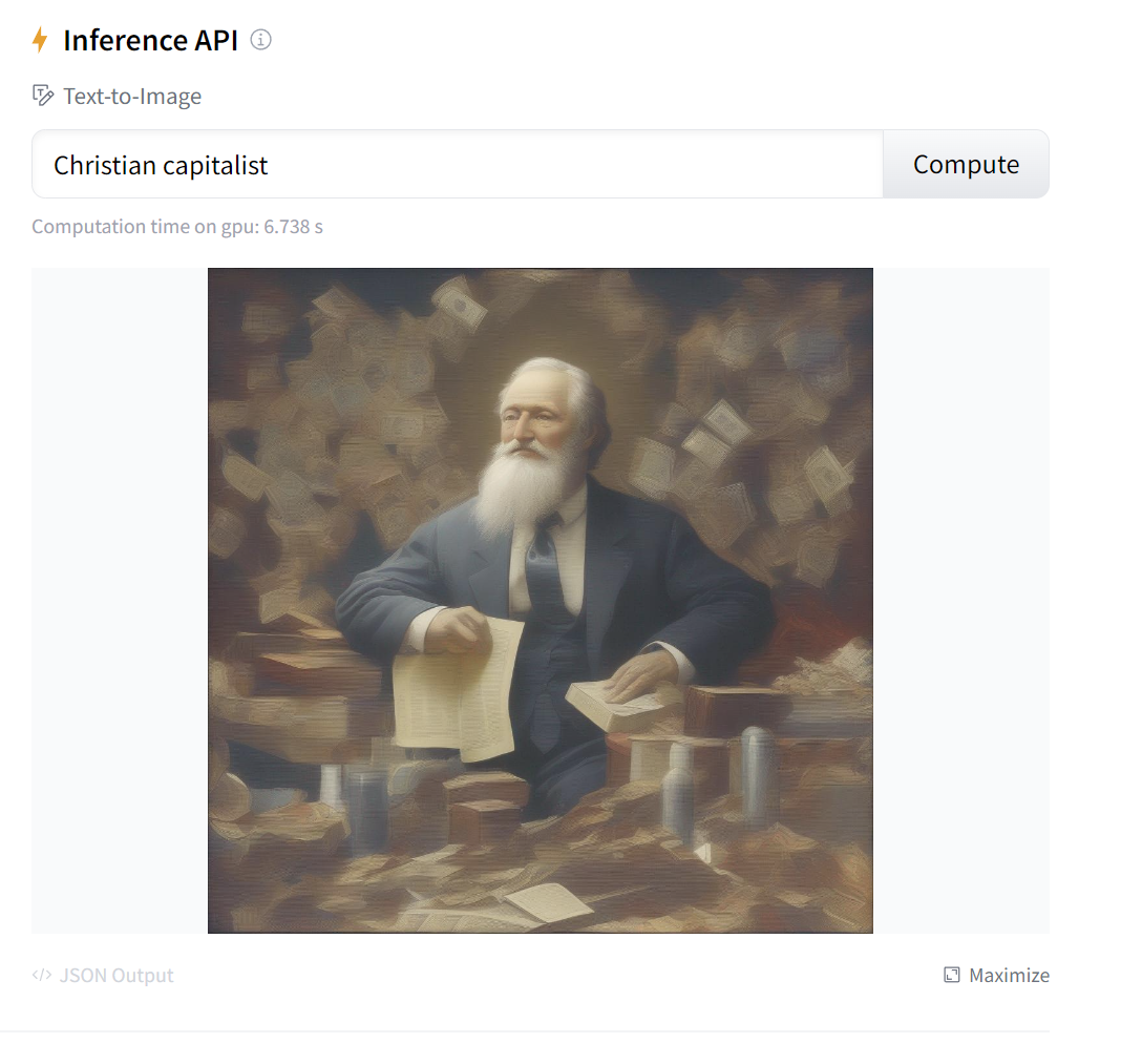 Stable Diffusion XL response to prompt Christian capitalist