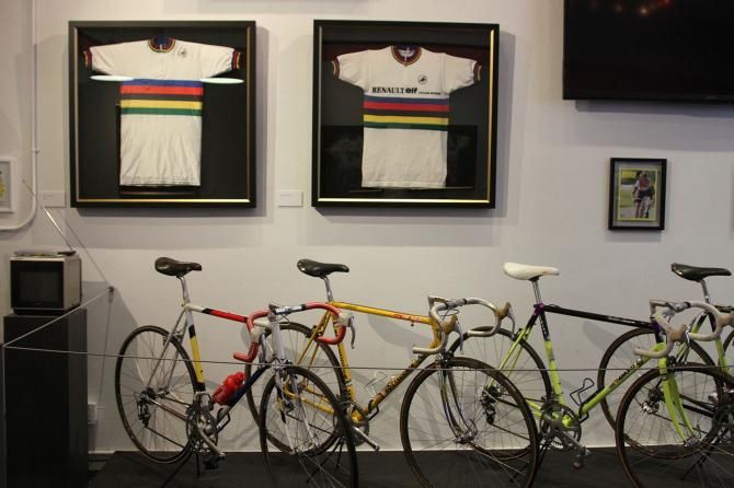 A trip down memory lane for Greg LeMond fans as bicycles, clothing and memorabilia are on display at the Rapha Cycle Club in New York City