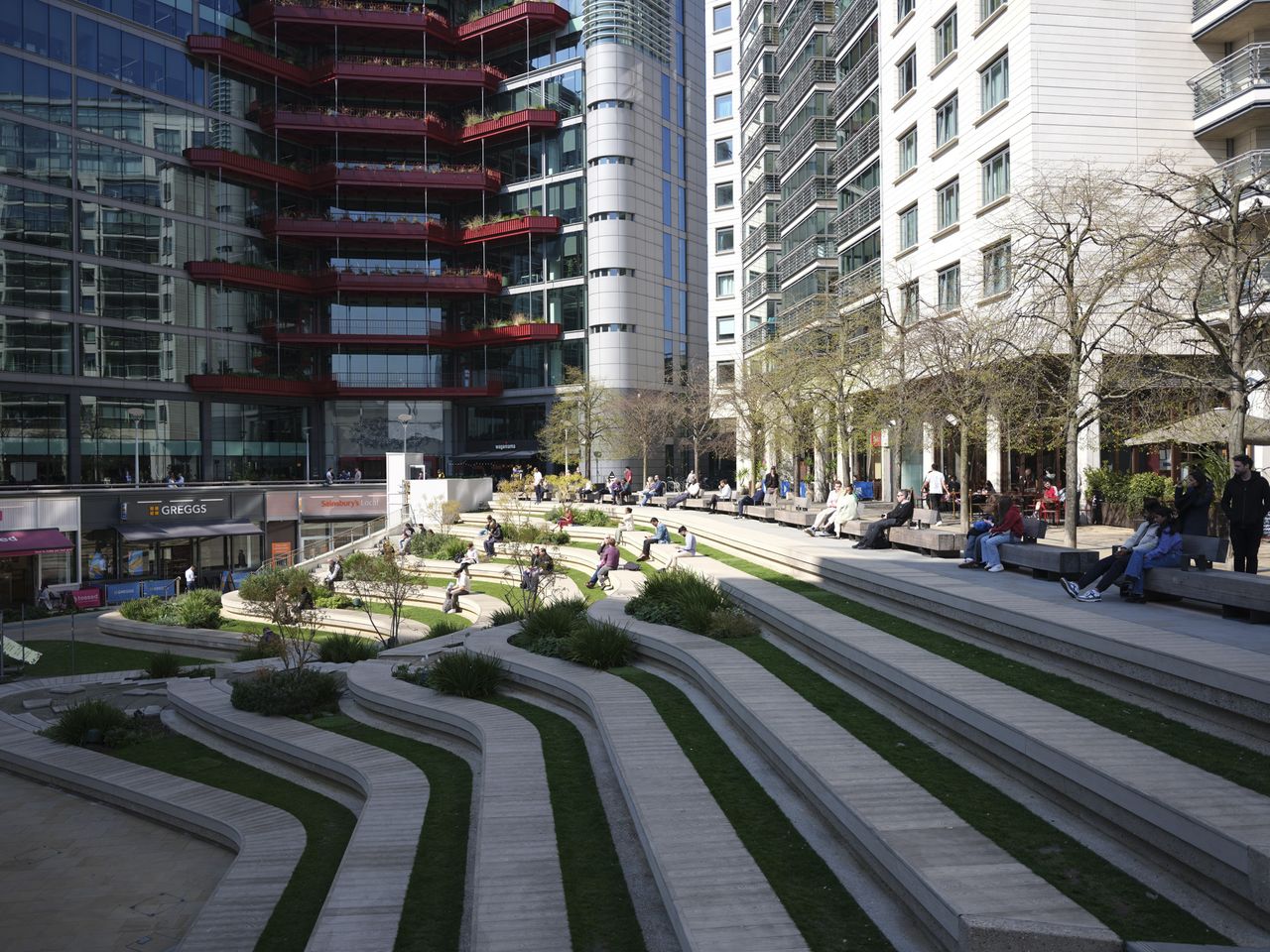 Fujifilm GFX100 RF sample images &ndash; public outside area surrounded by tall modern buildings