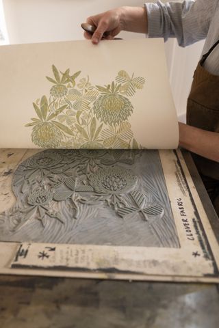 handmade in Britain linocut print by Angie Lewin