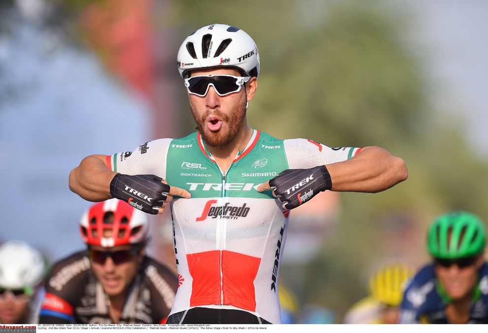 Giacomo Nizzolo (Trek Segafredo) wins stage 1 of the Abu Dhabi Tour
