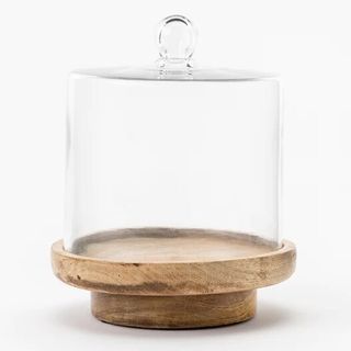 Glass Cloche with Wooden Base