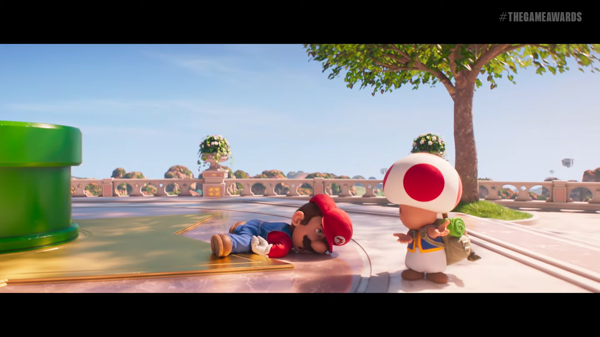 Mario pratfalls.