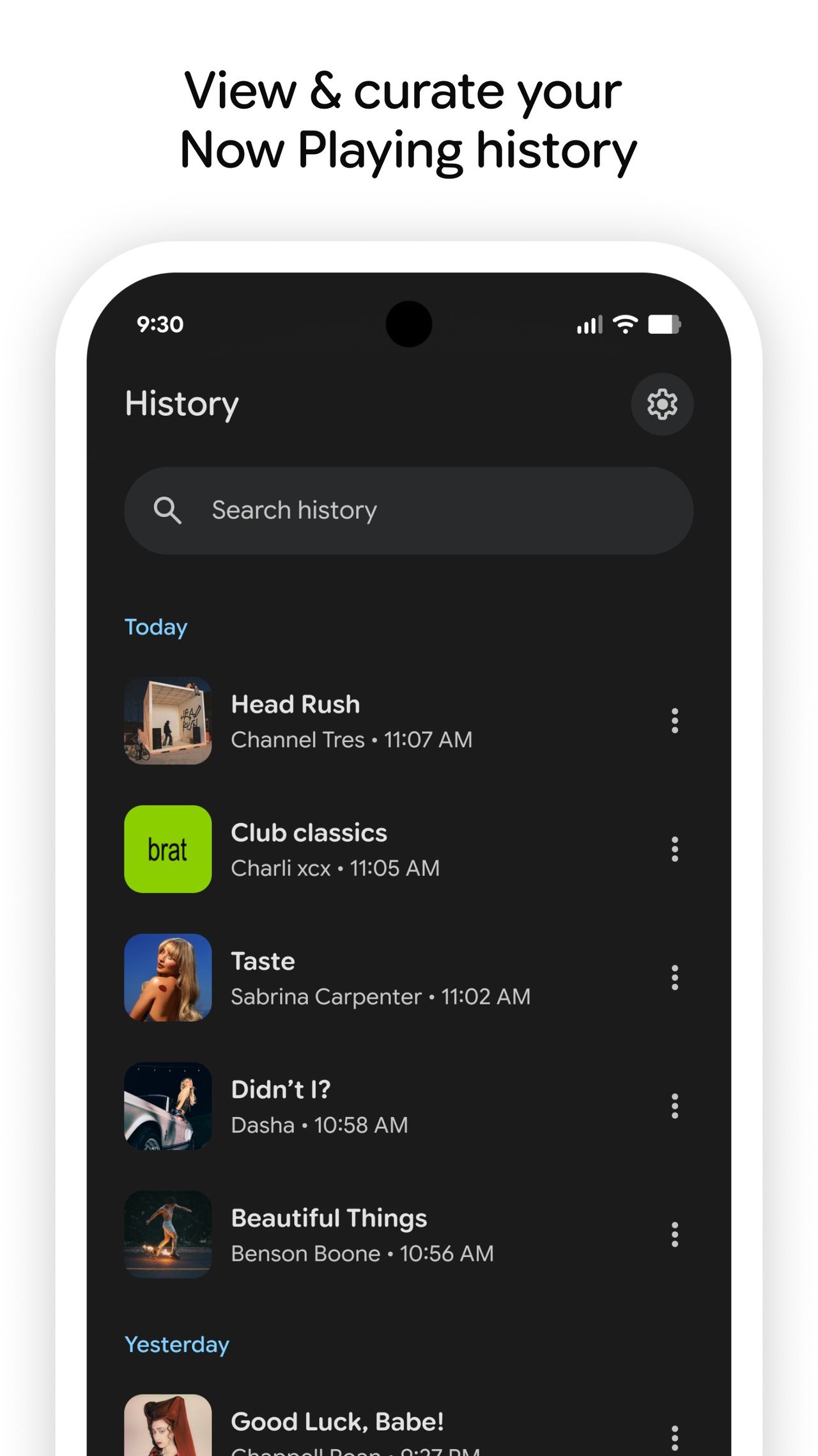Pixel Now Playing history