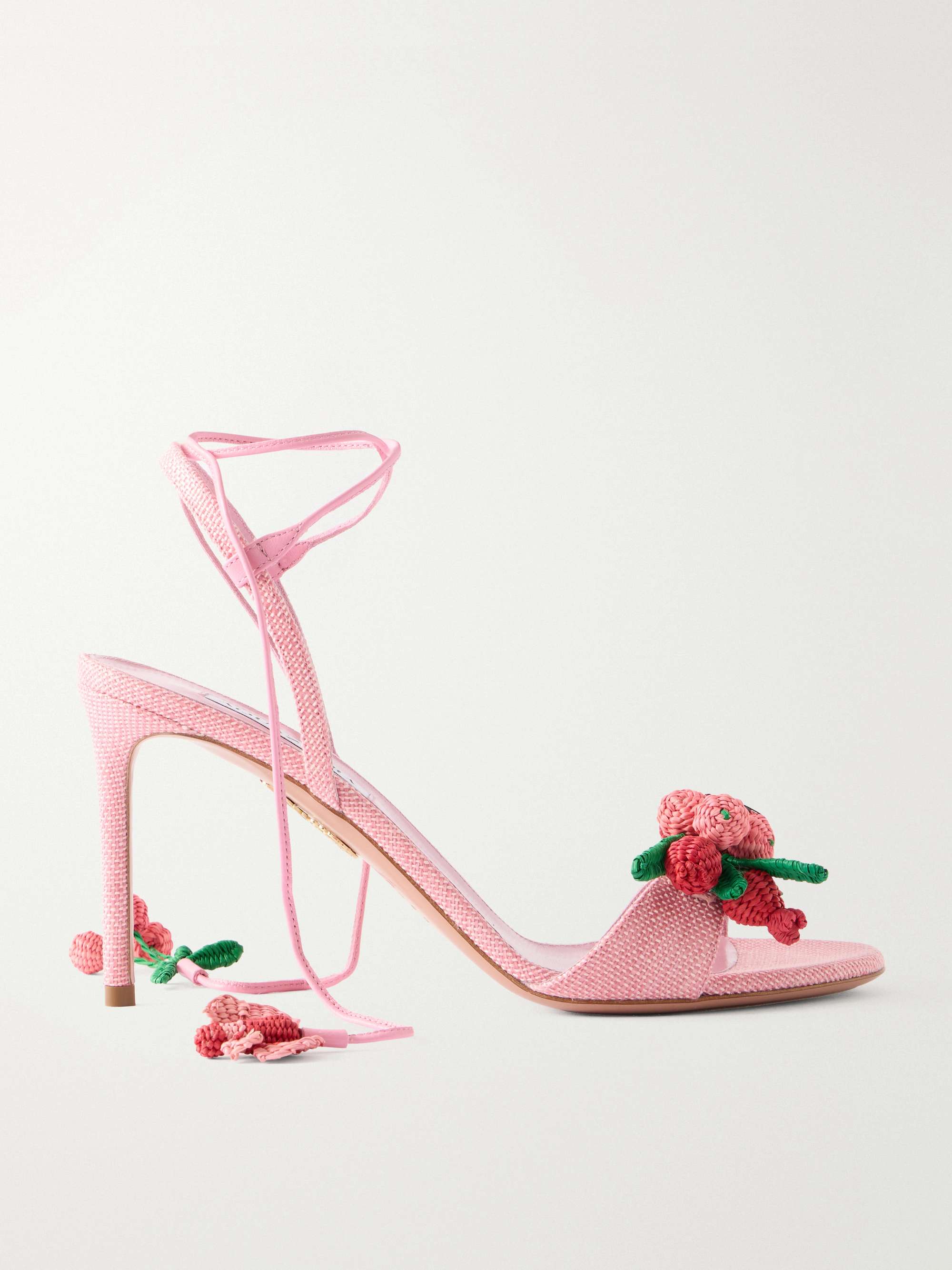 Botanica 105 Embellished Leather and Raffia Sandals