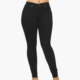 black skinny jeans shown on model