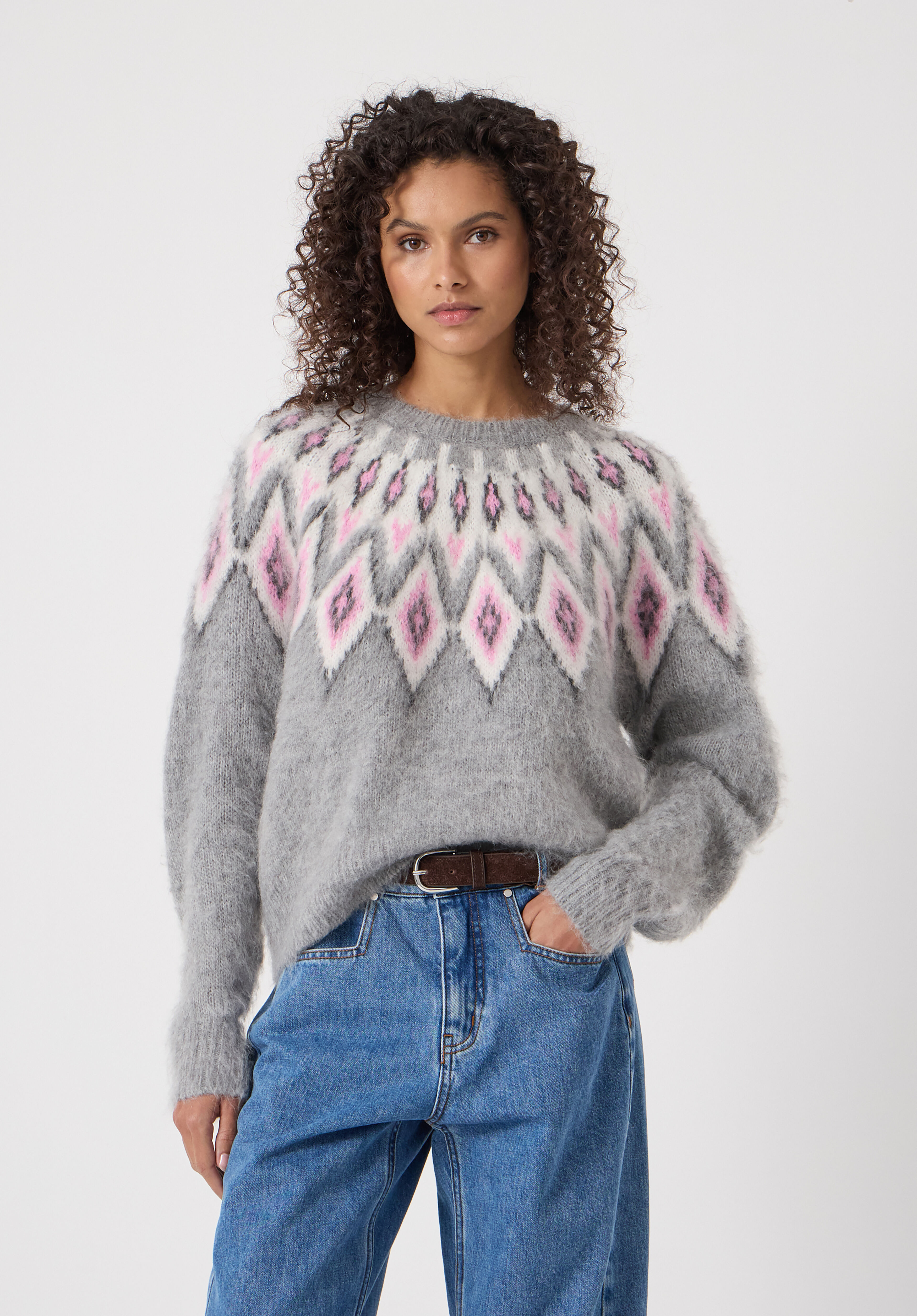 Brushed Fairisle Jumper With Mohair