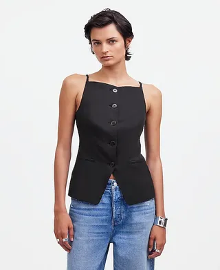 madewell, Square-Neck Vest in Drapey Twill