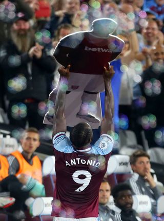 Michail Antonio celebrated with a cardboard cut-out