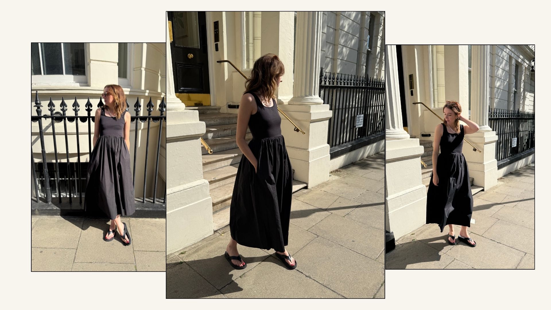 Megan Storey social media editor wearing the Nobody&#039;s child tank top dress in black