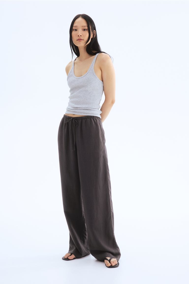 Straight Linen-Blend Trousers