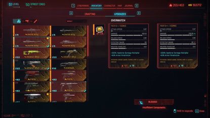 Cyberpunk 2077 upgrade weapons