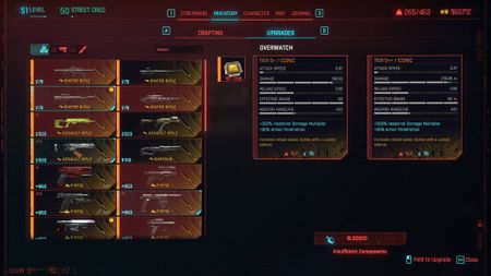 Cyberpunk 2077 upgrade weapons