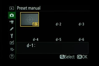 Nikon menu screen for white balance tutorial