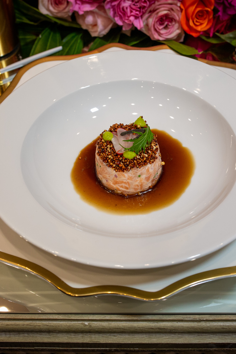 Food at a dinner party
