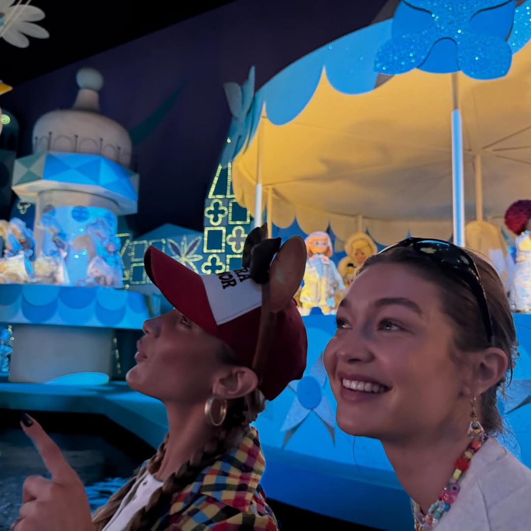 Bella Hadid takes the Salomon hiking sneakers trend to Disney World with sister Gigi Hadid