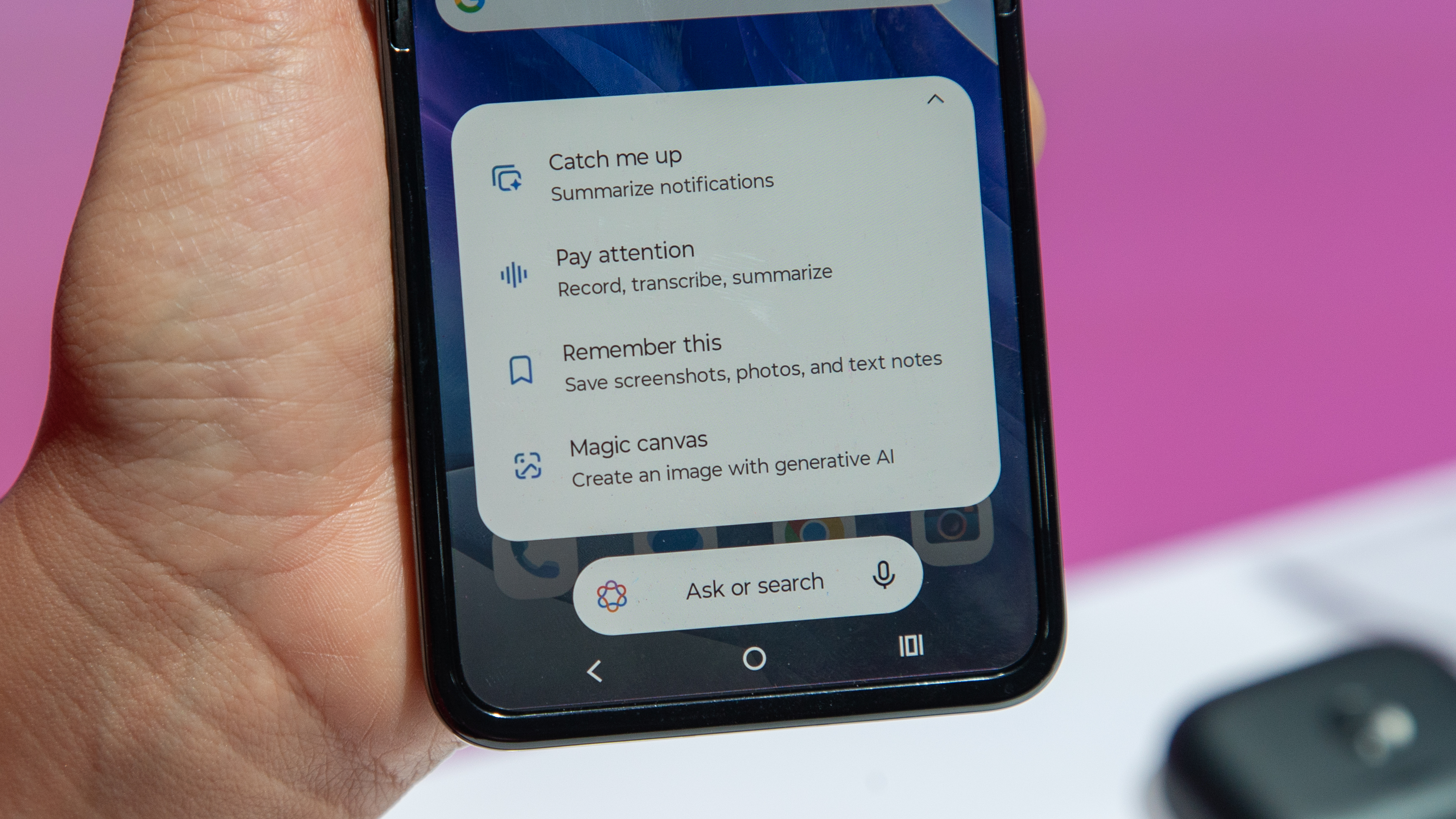 Moto AI features demonstrated on a phone