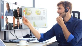 Person on video conference call - managing communications with a UCaaS provider