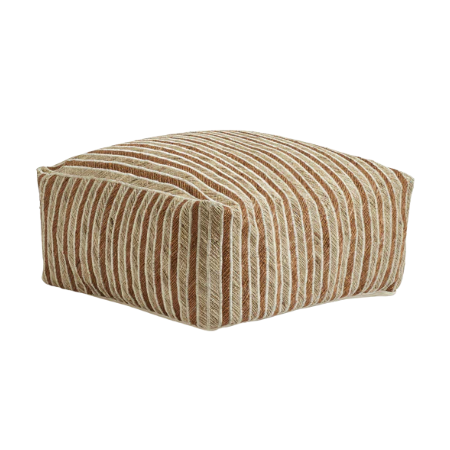 A striped outdoor floor cushion