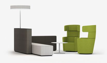 Green and gray office furniture