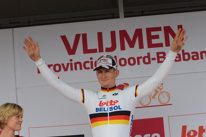 Andre Greipel (Lotto - Belisol) on the podium
