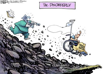 Political cartoon U.S. GOP health care reform Medicaid disorderly