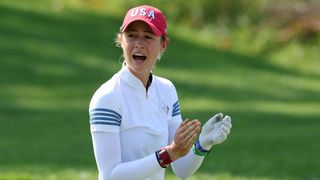 Nelly Korda during the day two Solheim Cup foursomes at Robert Trent Jones Golf Club