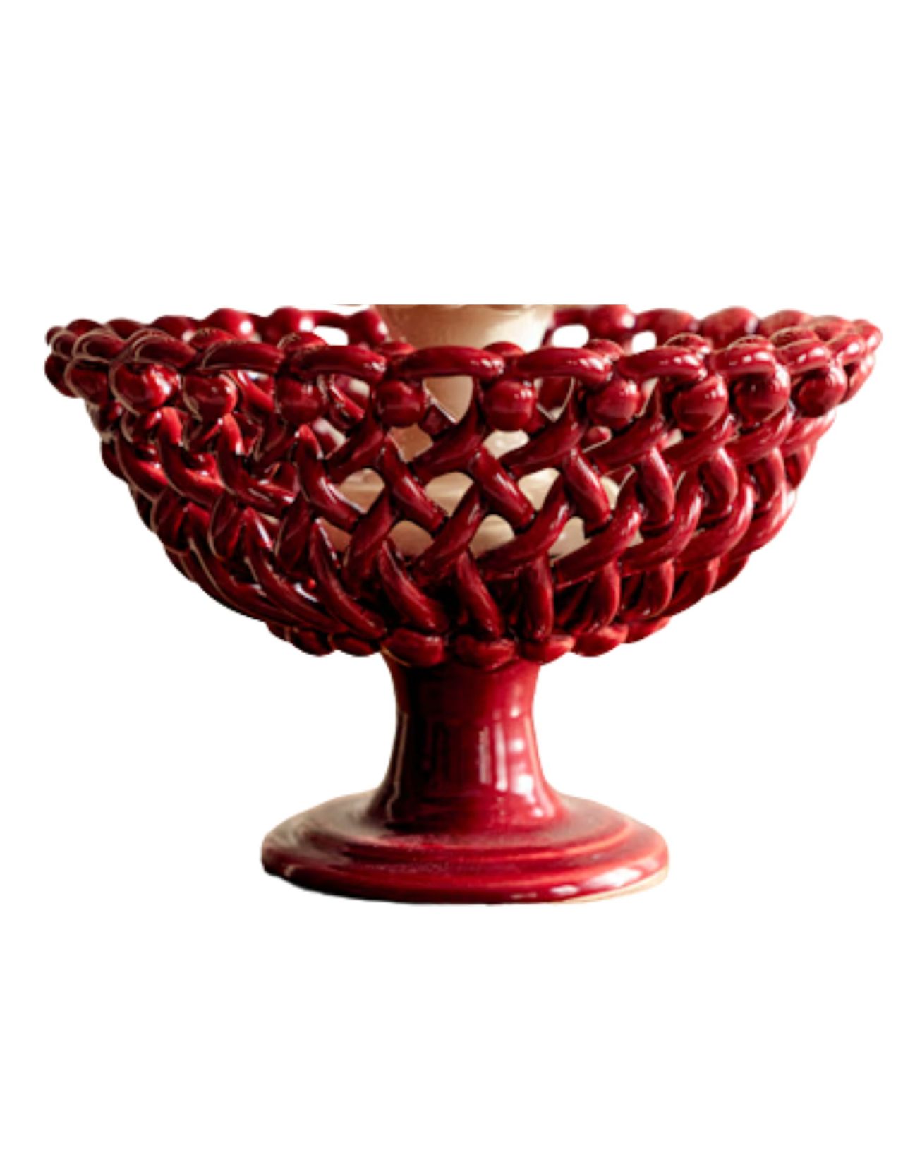 Tall Burgundy Pedestal Dish