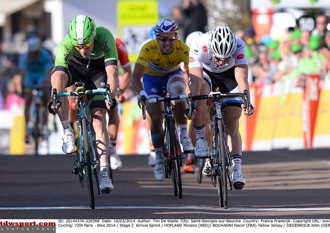 Moreno Hofland (Belkin) edges out John Degenkolb (Giant-Shimano) on stage 2 of Paris-Nice