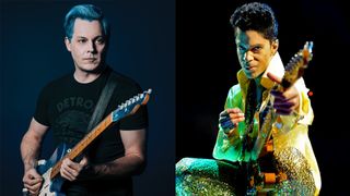 LEFT: Jack White photographed by Eleanor Jane for Guitar Player, 2022. RIGHT: Prince performs during his "Welcome 2 America" tour at The Forum on April 14, 2011 in Inglewood, California. 