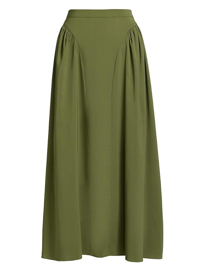 Azeeza, Azeeza, Seraphine Satin Maxi Skirt, Small, Moss