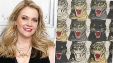 Melissa Joan Hart on the left and Tiger Face Print wallpaper by Gucci on the right