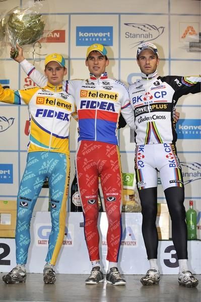Kevin Pauwels, Zdenek Stybar and Niels Albert on the podium in Hasselt.