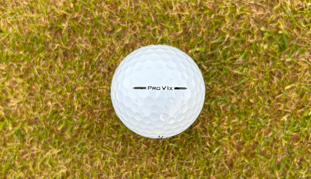 A close up of the Titleist Pro V1x golf ball