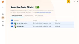 Avast One Gold: Sensitive data shield.