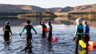 Wild swimming in a freshwater reservoir