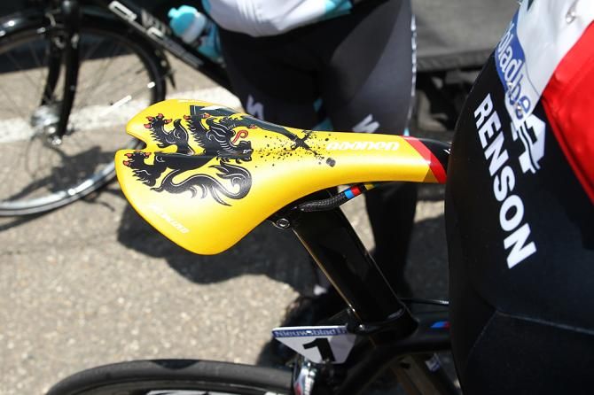 Tom Boonen's special Lion of Flanders saddle