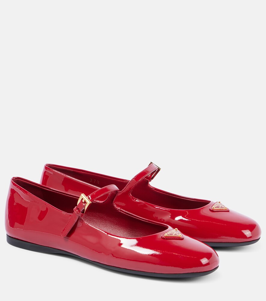Logo Patent Leather Mary Jane Flats