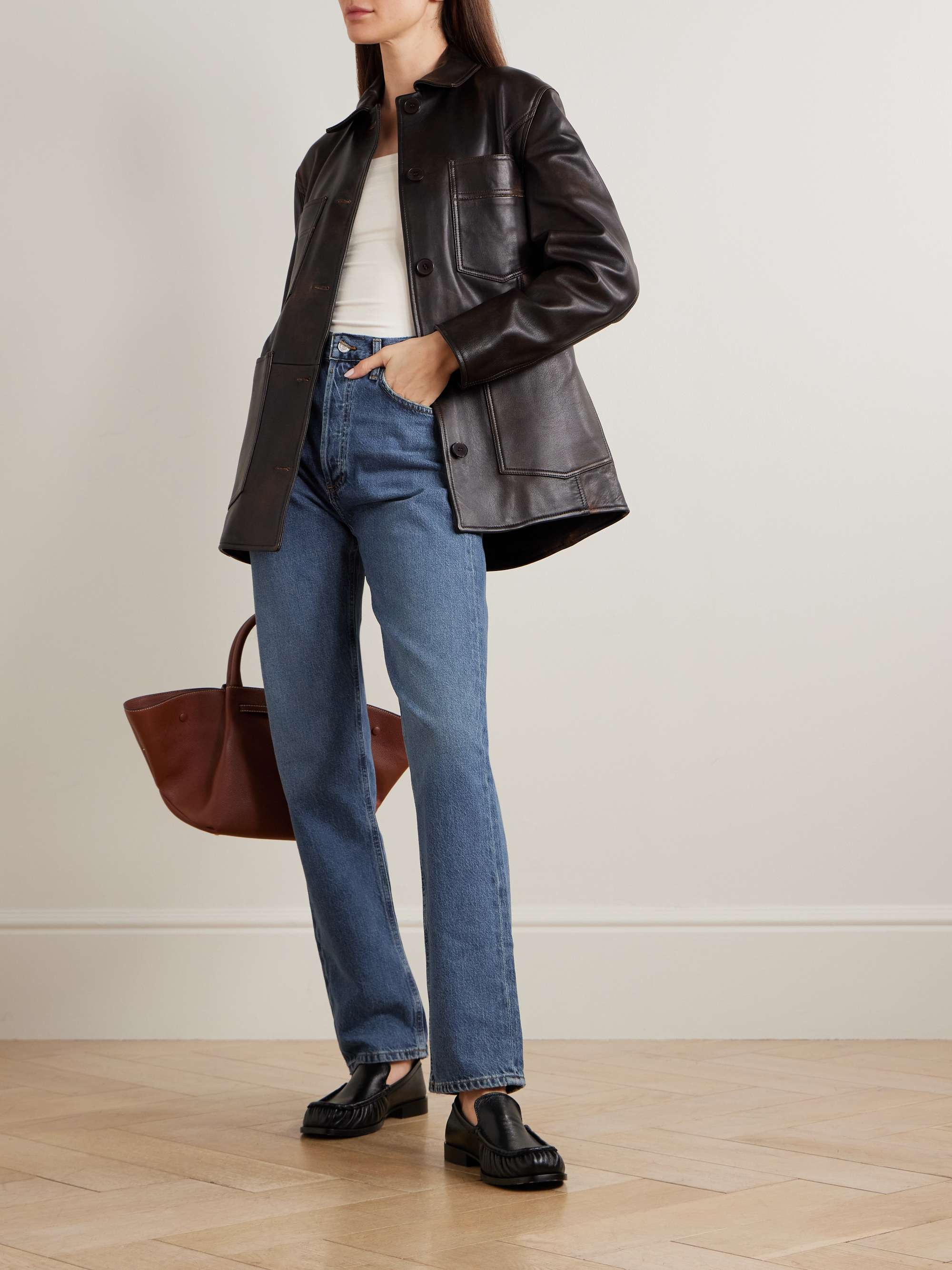 + Net Sustain 90's Pinch Waist Long High-Rise Straight-Leg Organic Jeans